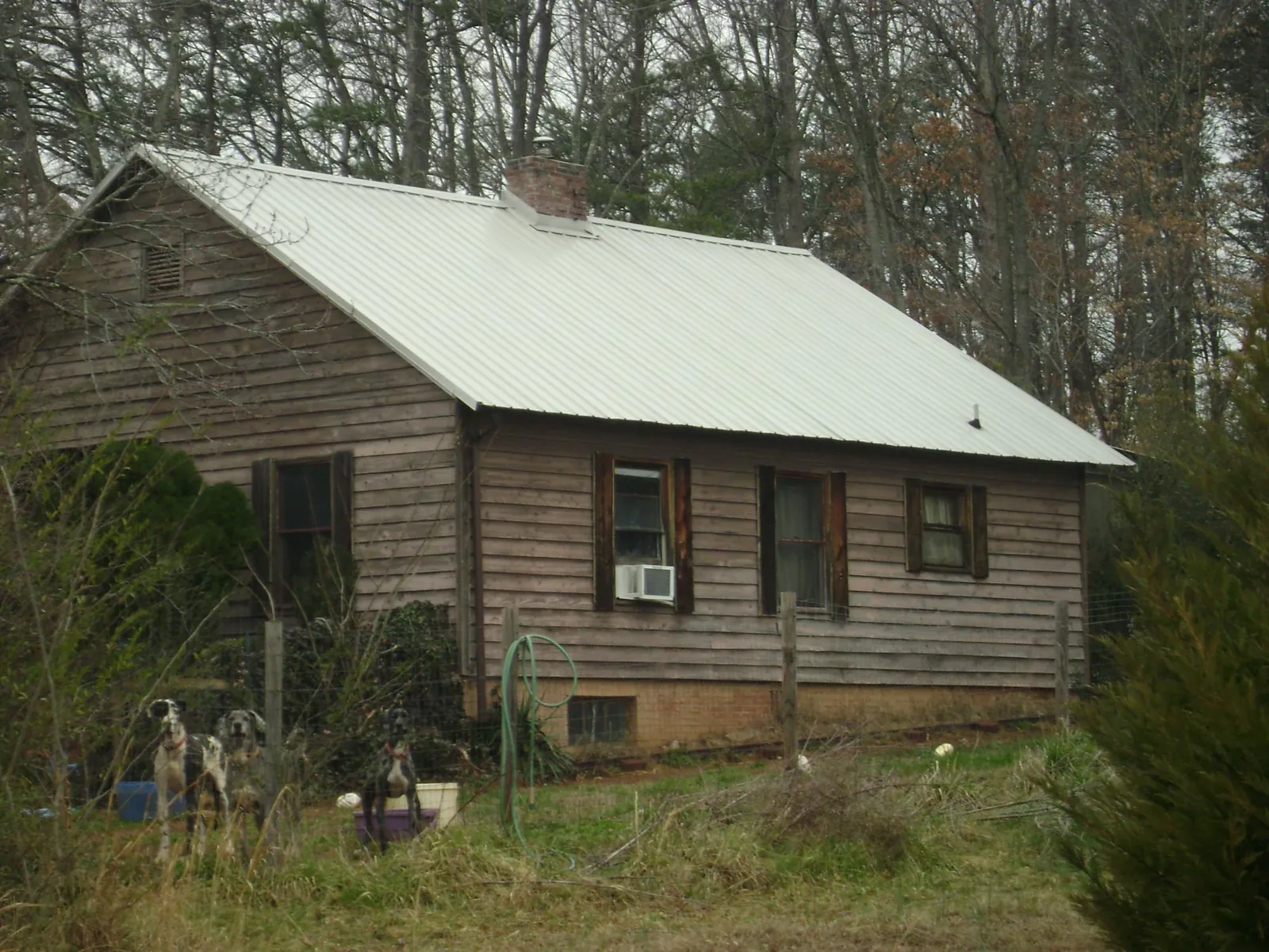 White metal roof on an old wood sided farmhouse, from a Asphalt Shingle Roof Repair job in Randolph